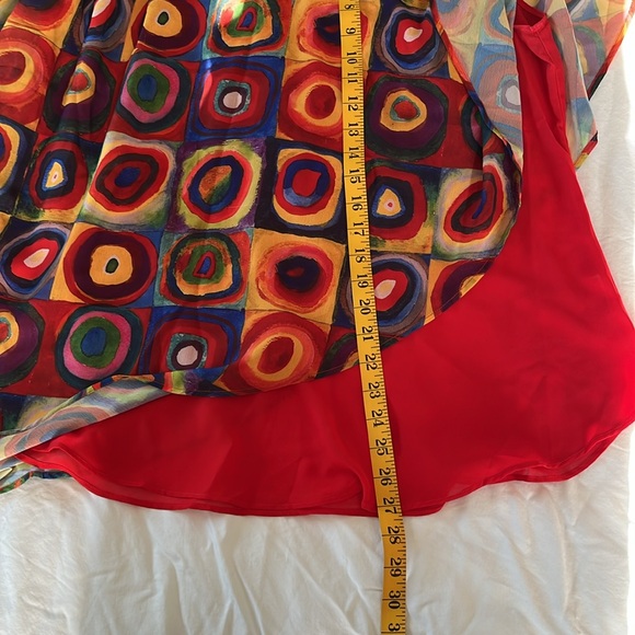 Lindi women’s pull over multicolor top double layer print boat neck semi sheer L - Picture 12 of 13